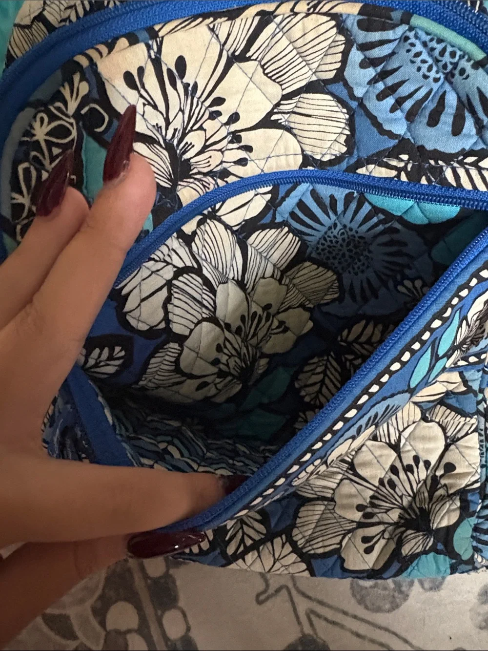 Vera Bradley Blue Floral Quilted Backpack